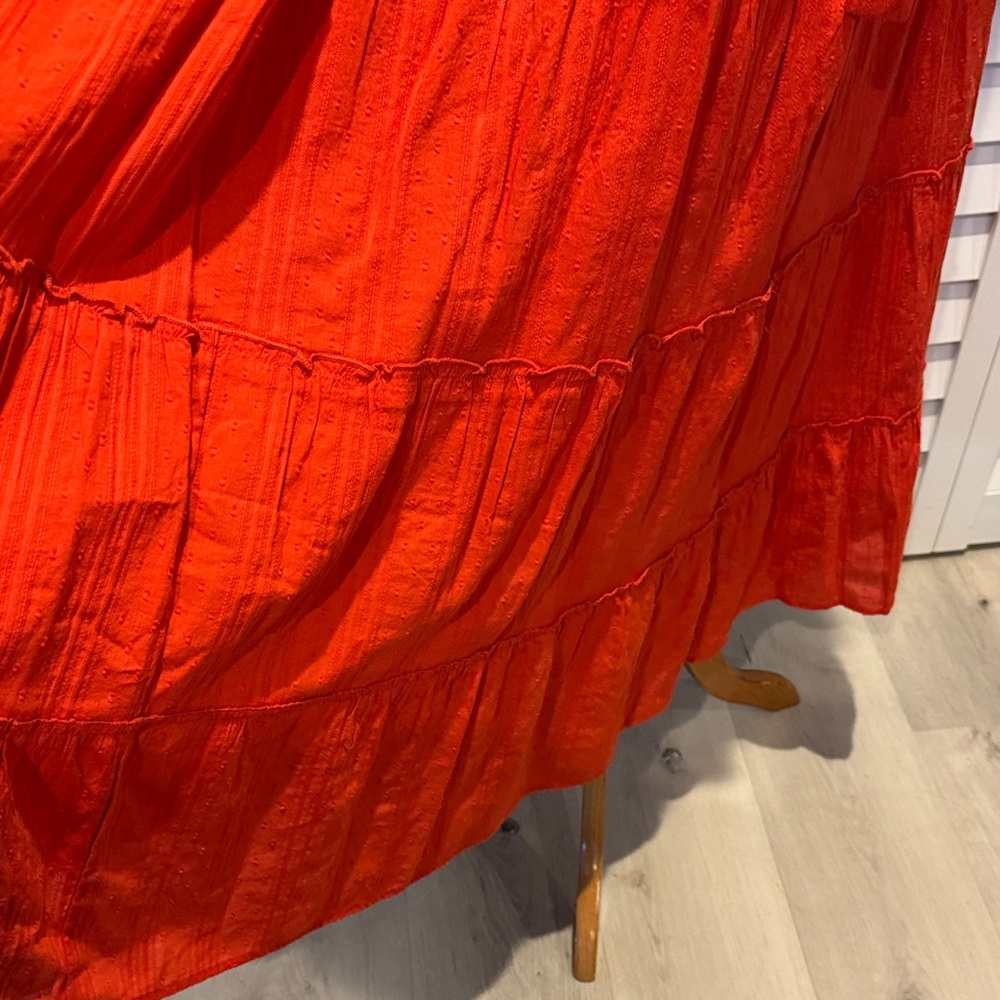 LOFT NWT Off-Shoulder Vibrant Orange-Red Maxi Dress with Belt - Picture 5 of 12